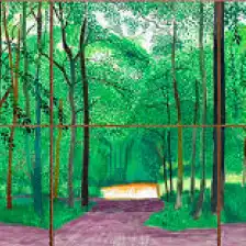 a painting of a forrest